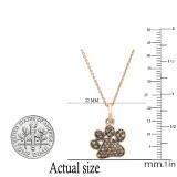 0.35 Carat (ctw) Round Champagne Diamond Dog Paw Print Ladies Pendant 1/3 CT (Gold Chain Included) | 18K Rose Gold