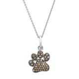 0.35 Carat (ctw) Round Champagne Diamond Dog Paw Print Ladies Pendant 1/3 CT (Silver Chain Included) | 925 Sterling Silver