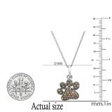 0.35 Carat (ctw) Round Champagne Diamond Dog Paw Print Ladies Pendant 1/3 CT (Silver Chain Included) | 925 Sterling Silver