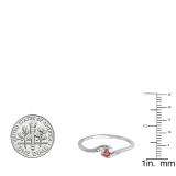 0.08 Carat (ctw) 14k White Gold Round White Diamond & Ruby Ladies Bridal Engagement Ring 1/10 CT