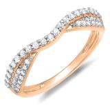 0.36 Carat (ctw) 10k Rose Gold Round Diamond Ladies Bridal Anniversary Wedding Stackable Band 1/3 CT