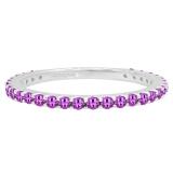 Round Amethyst Ladies Anniversary Wedding Stackable Band 10K White Gold