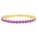 Round Amethyst Ladies Anniversary Wedding Stackable Band 10K Yellow Gold