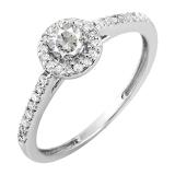 0.50 Carat (ctw) 10k White Gold Round Cut Diamond Ladies Engagement Bridal Halo Ring 1/2 CT
