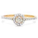 0.50 Carat (ctw) 18k Yellow Gold Round Cut Diamond Ladies Engagement Bridal Halo Ring 1/2 CT