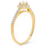 0.50 Carat (ctw) 18k Yellow Gold Round Cut Diamond Ladies Engagement Bridal Halo Ring 1/2 CT