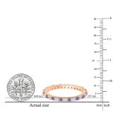 Alternating Round Tanzanite & White Diamond Eternity Stackable Wedding Band For Her In 18K Rose Gold