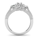1.00 Carat (ctw) 10k White Gold Round Diamond Ladies Vintage Bridal 3 Stone Engagement Ring 1 CT