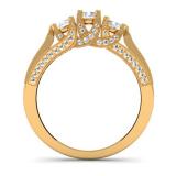 1.00 Carat (ctw) 10k Yellow Gold Round Diamond Ladies Vintage Bridal 3 Stone Engagement Ring 1 CT