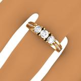 1.00 Carat (ctw) 10k Yellow Gold Round Diamond Ladies Vintage Bridal 3 Stone Engagement Ring 1 CT