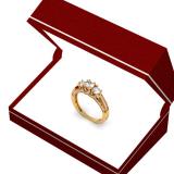 1.00 Carat (ctw) 10k Yellow Gold Round Diamond Ladies Vintage Bridal 3 Stone Engagement Ring 1 CT
