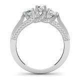 1.00 Carat (ctw) 18k White Gold Round Diamond Ladies Vintage Bridal 3 Stone Engagement Ring 1 CT