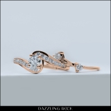 0.90 Carat (ctw) 14k Rose Gold Round Diamond Ladies Swirl Bridal Engagement Ring Matching Band Set