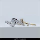 0.90 Carat (ctw) 14K White & Yellow Gold Round Diamond Ladies Swirl Bridal Two Tone Engagement Ring Set