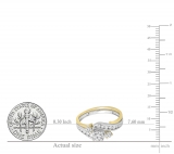 0.90 Carat (ctw) 14K White & Yellow Gold Round Diamond Ladies Swirl Bridal Two Tone Engagement Ring Set