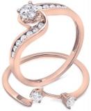 0.92 Carat (ctw) 14K Rose Gold Round Cut Diamond Ladies Swirl Bridal Engagement Ring With Matching Band Set 3/4 CT