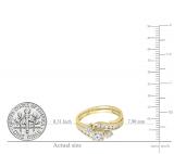 0.75 Carat (ctw) 14K Yellow Gold Round Cut Diamond Ladies Swirl Bridal Engagement Ring With Matching Band Set 3/4 CT