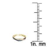0.35-0.40 Carat (ctw) 18K Yellow Gold Round White Diamond and Blue Sapphire Ladies Stackable Anniversary Wedding Band Swirl Ring