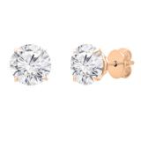 6mm Round White Sapphire Minimalistic Solitaire Classic Pushback Stud Earrings for Women (0.56 ctw Color White) in 18K Rose Gold