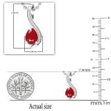 7X5 mm Pear Ruby & Round White Diamond Swirl Style Fancy Pendant for Her | 925 Sterling Silver
