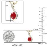 7X5 mm Pear Ruby & Round White Diamond Swirl Style Fancy Pendant for Her | 14K Yellow Gold