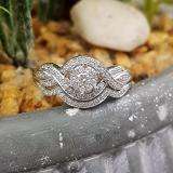 0.40 Carat (ctw) 10k White Gold Round Diamond Ladies Bridal Engagement Ring Matching Band Set