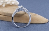 1.00 Carat (ctw) 10k White Gold Princess & Round 3 Stone Diamond Ladies Bridal Engagement Ring