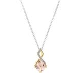 6mm Cushion Morganite & Round Diamond Ladies Infinity Pendant for Her with 18 inch Silver Chain in 18K Yellow Gold