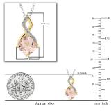 6mm Cushion Morganite & Round Diamond Ladies Infinity Pendant for Her with 18 inch Silver Chain in 18K Yellow Gold