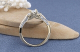 1.00 Carat (ctw) 18k Yellow Gold Princess & Round 3 Stone Diamond Ladies Bridal Engagement Ring