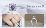 4.5 mm Round Amethyst & White Diamond Stunning Halo Style Ring for Her | 925 Sterling Silver