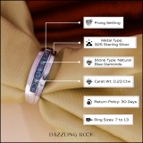 0.23 Ctw Round Blue Natural Diamond Nine Stone Single Row Wedding Band for Men in 925 Sterling Silver
