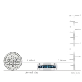 0.23 Ctw Round Blue Natural Diamond Nine Stone Single Row Wedding Band for Men in 925 Sterling Silver