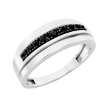 0.23 Ctw Round Black Natural Diamond Nine Stone Single Row Wedding Band for Men in 925 Sterling Silver