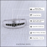 0.23 Ctw Round Black Natural Diamond Nine Stone Single Row Wedding Band for Men in 925 Sterling Silver