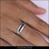 0.23 Ctw Round Black Natural Diamond Nine Stone Single Row Wedding Band for Men in 925 Sterling Silver