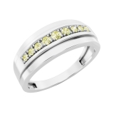0.23 Ctw Round Yellow Natural Diamond Nine Stone Single Row Wedding Band for Men in 925 Sterling Silver