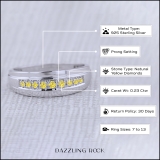 0.23 Ctw Round Yellow Natural Diamond Nine Stone Single Row Wedding Band for Men in 925 Sterling Silver