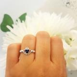 0.15 Carat (ctw) 18k White Gold Round Diamond and Blue Sapphire Ladies Bridal Promise Irish Love and Friendship Band Claddagh Heart Shape Ring