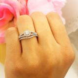 0.45 Carat (ctw) 10k White Gold Round Diamond Ladies Bridal Halo Style Engagement Ring With Wedding Band Set 1/2 CT