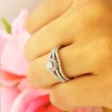 0.45 Carat (ctw) 10k White Gold Round Diamond Ladies Bridal Halo Style Engagement Ring With Wedding Band Set 1/2 CT