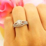 0.45 Carat (ctw) 10k White Gold Round Diamond Ladies Bridal Halo Style Engagement Ring With Wedding Band Set 1/2 CT