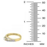0.45 Carat (ctw) 18k Yellow Gold Round Diamond Ladies Bridal Halo Style Engagement Ring With Wedding Band Set 1/2 CT