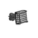 0.62 Carat (ctw) Round White Diamond Mens Earring (Only 1Pc) Black Rhodium Plated Sterling Silver