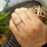 0.45 Carat (ctw) 14k Yellow Gold Round White Diamond & Blue Sapphire Ladies Anniversary Wedding Stackable Ring Band 1/2 CT
