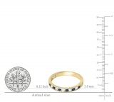 0.45 Carat (ctw) 14k Yellow Gold Round White Diamond & Blue Sapphire Ladies Anniversary Wedding Stackable Ring Band 1/2 CT