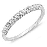 0.10 Carat (ctw) 10k White Gold Round Diamond Ladies Anniversary Wedding Band Stackable Ring 1/10 CT
