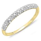 0.10 Carat (ctw) 10k Yellow Gold Round Diamond Ladies Anniversary Wedding Band Stackable Ring 1/10 CT