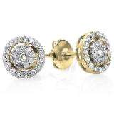 0.40 Carat (ctw) 10K Yellow Gold Round Cut Diamond Round Shape Cluster Earrings Look of each