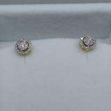 0.40 Carat (ctw) 10K Yellow Gold Round Cut Diamond Round Shape Cluster Earrings Look of each